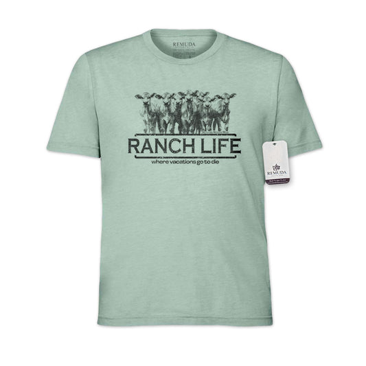 Ranch Life: Where Vacations Go To Die Adult Unisex Western Tee T-Shirt Dusty Blue