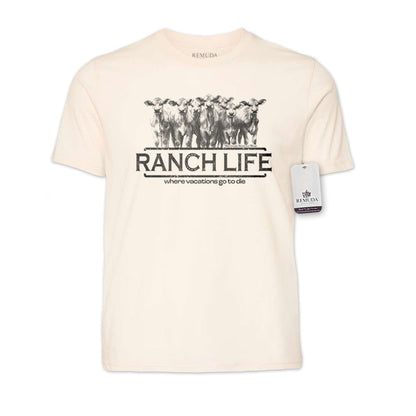 Ranch Life: Where Vacations Go To Die Adult Unisex Western Tee T-Shirt Solid Natural
