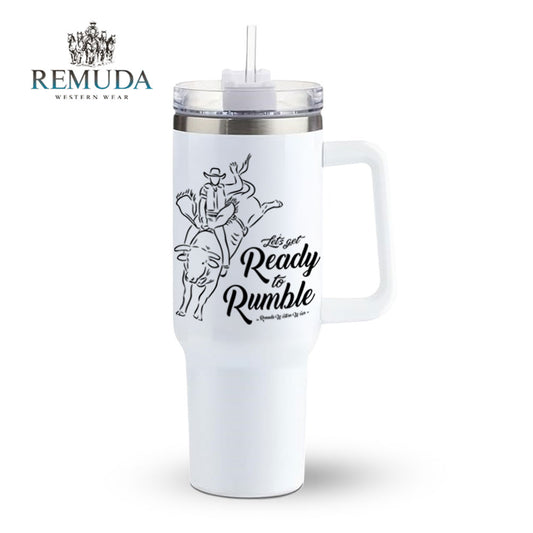 Ready To Rumble Rodeo Bull Rider Insulated Western Tumbler w/ Handle