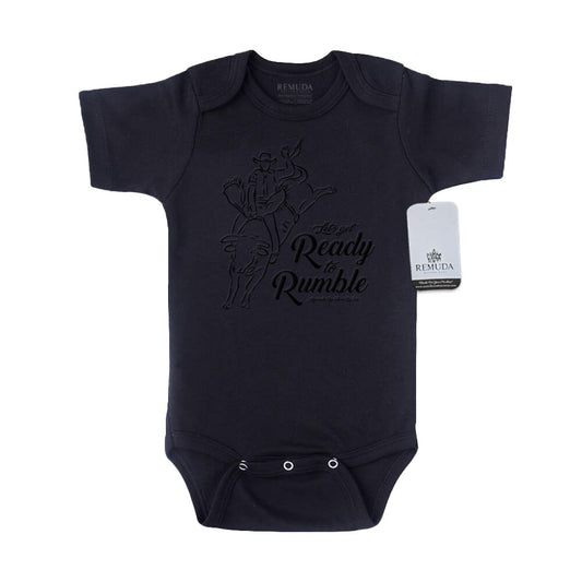 Ready To Rumble Bull Rider - Infant One Piece Western Black On Black Romper