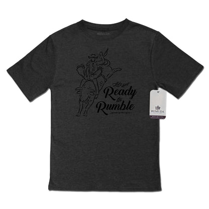 Ready To Rumble Bull Rider - Black On Black Youth Western Tee T-Shirt