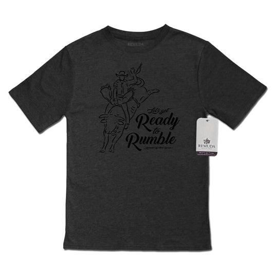 Ready To Rumble Bull Rider - Black On Black Youth Western Tee T-Shirt