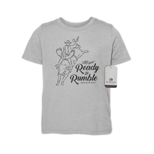 Ready To Rumble Bull Rider - Black On Black Youth Western Tee T-Shirt