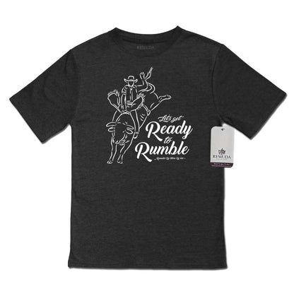 Ready To Rumble Bull Rider - Black On Black Youth Western Tee T-Shirt