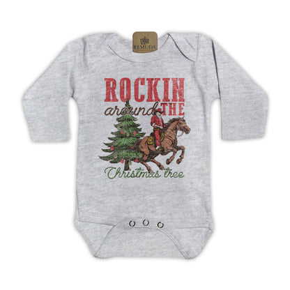 Rockin Around The Christmas Tree - Infant Western Santa One Piece Romper