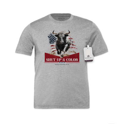 Shut Up & Color - Patriotic Adult Unisex Western Tee T-Shirt
