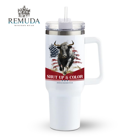 Shut Up & Color - Patriotic Insulated Western Tumbler w/ Handle