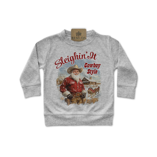 Sleighin It Cowboy Style - Infant Western Santa Pullover