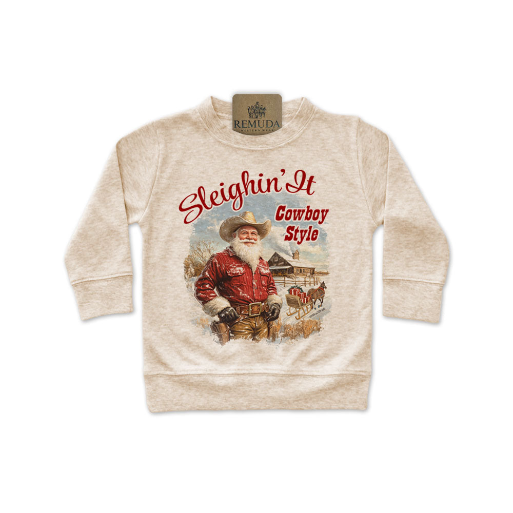 Sleighin It Cowboy Style - Infant Western Santa Pullover