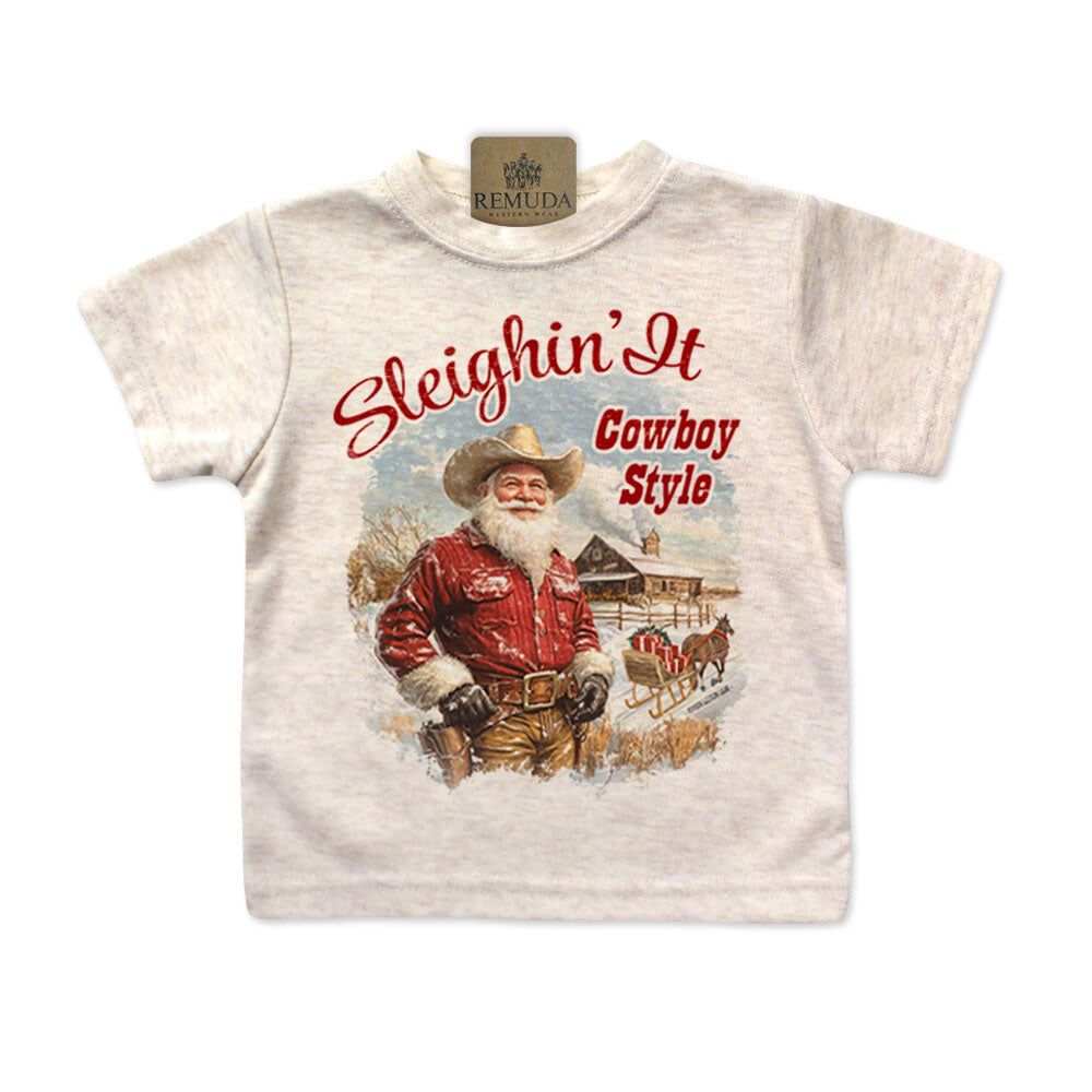 Sleighin It Cowboy Style - Infant Western Santa Tee