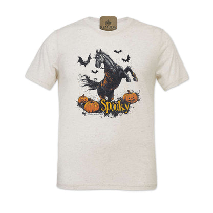 Spooky halloween horse adult tee in oatmeal color