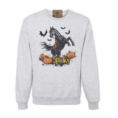 Spooky Horse Halloween western adult sweatshirt in ash color