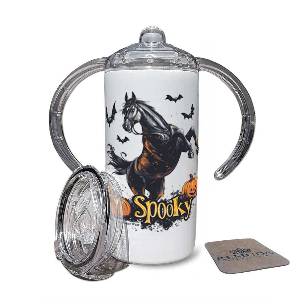 Spooky halloween horse infant toddler sippy cup