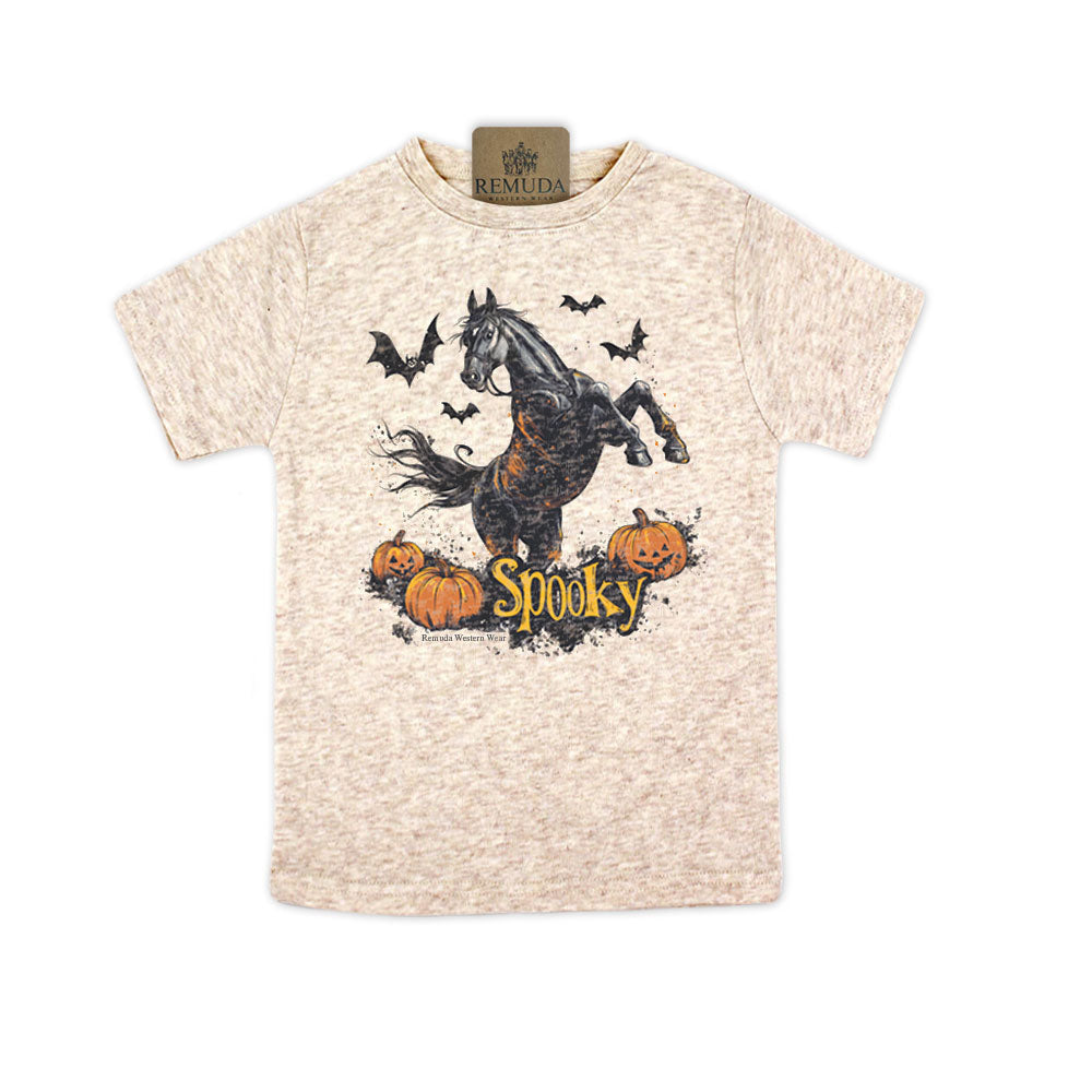 Spooky halloween horse toddler tee in oatmeal color