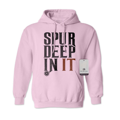 Spur Deep In It Adult Unisex Western Hoodie Light Pink