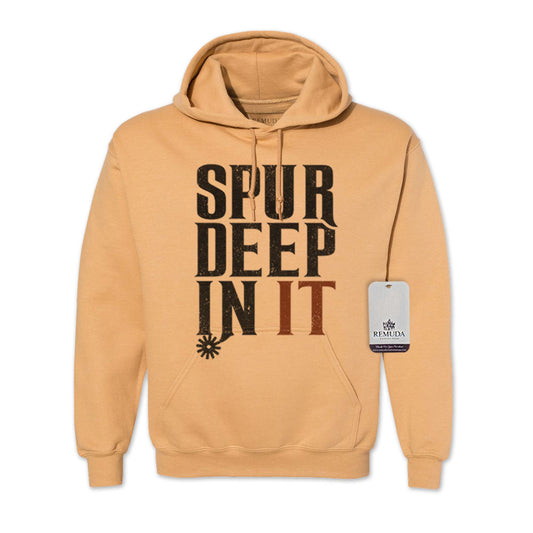Spur Deep In It Adult Unisex Western Hoodie Old Gold