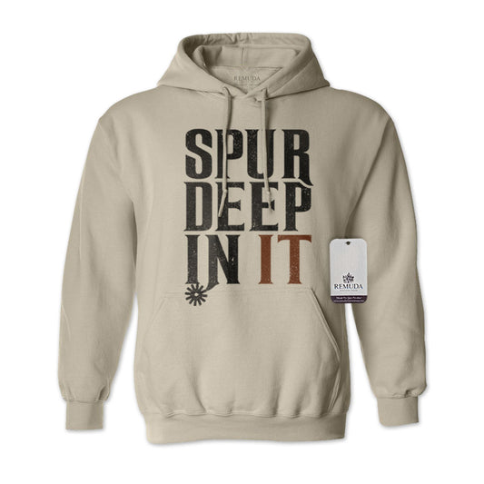 Spur Deep In It Adult Unisex Western Hoodie Sand