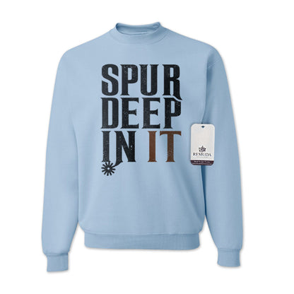 Spur Deep In It Adult Unisex Western Sweatshirt Carolina Blue