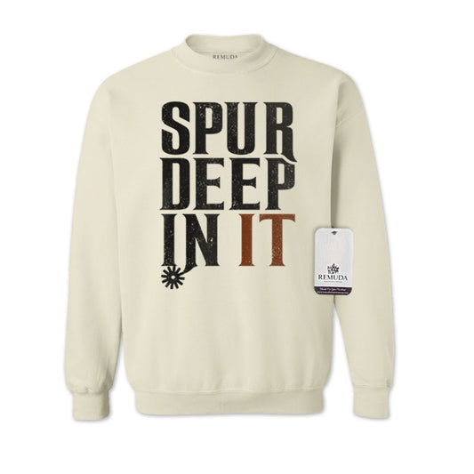 Spur Deep In It Adult Unisex Western Sweatshirt Sand