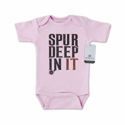 Spur Deep In It Infant One Piece Short Sleeve Western Romper Pink