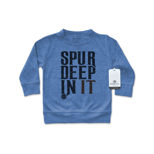 Spur Deep In It Western Infant Long Sleeve Pullover Shirt Medium Heather Blue