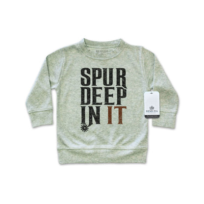 Spur Deep In It Western Infant Long Sleeve Pullover Shirt Heather Sage Green