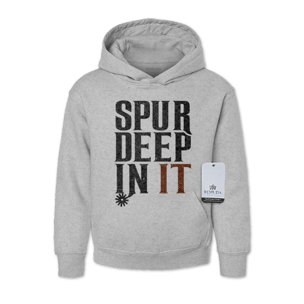 Spur Deep In It Youth Western Pullover Hoodie Heather Gray