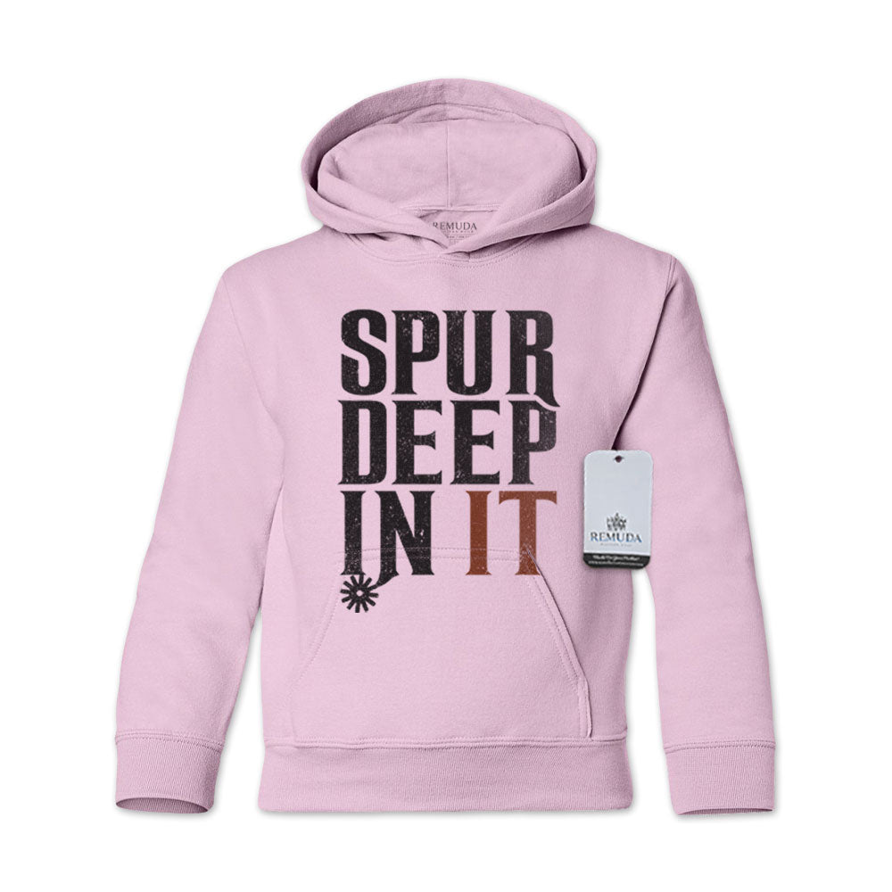 Spur Deep In It Youth Western Pullover Hoodie Light Pink