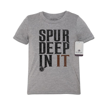 Spur Deep In It Youth Western Tee T-Shirt Gray