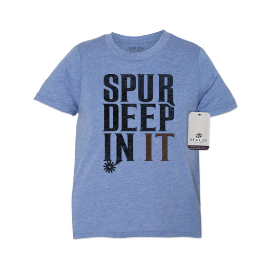 Spur Deep In It Youth Western Tee T-Shirt Medium Heather Blue