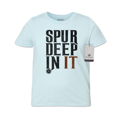 Spur Deep In It Youth Western Tee T-Shirt Light Blue