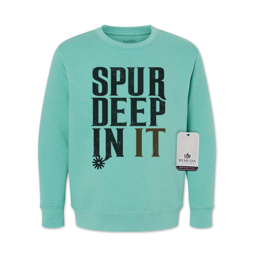 Spur Deep In It Western Youth Sweatshirt Turquoise