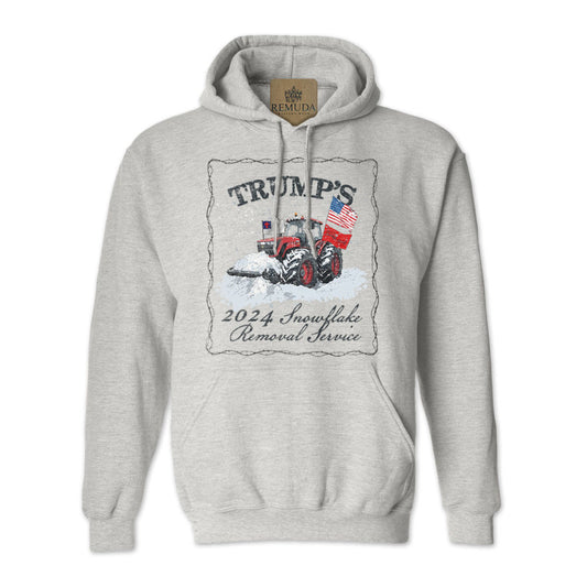 Trump's 2024 Snowflake Removal Service adult pullover hoodie in ash grey