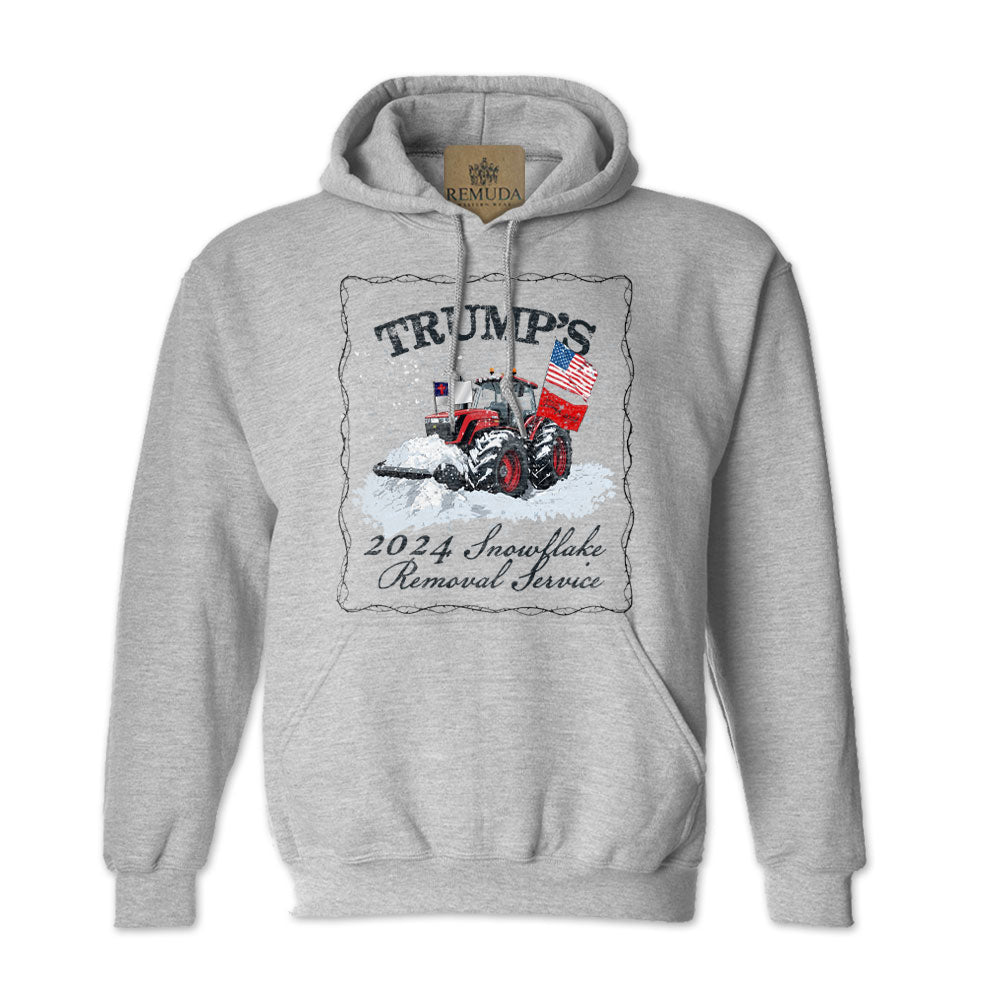 Trump's 2024 Snowflake Removal Service adult pullover hoodie in heather grey