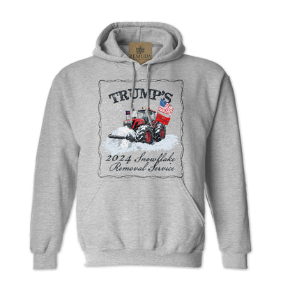 Trump's 2024 Snowflake Removal Service adult pullover hoodie in heather grey