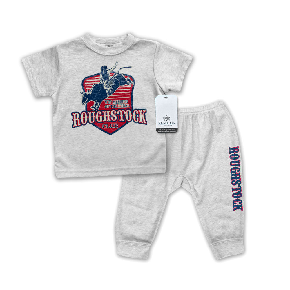 Feral Roughstock Club Infant Western 2-Piece Sleepwear Pajamas Gray