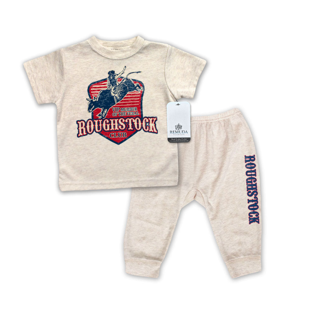 Feral Roughstock Club Infant Western 2-Piece Sleepwear Pajamas Oatmeal