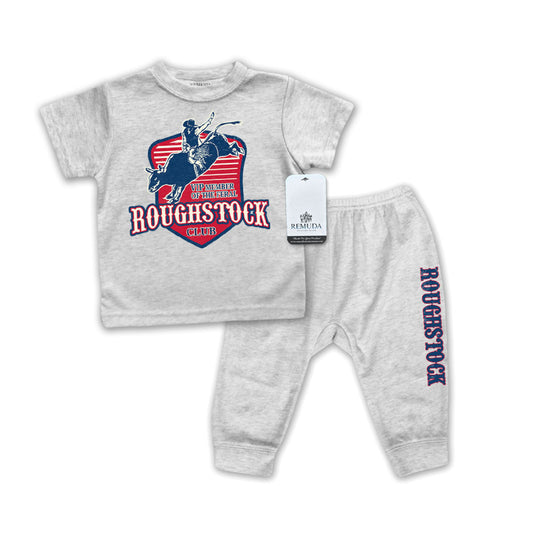 Feral Roughstock Club Infant Western 2-Piece Sleepwear Pajamas Gray
