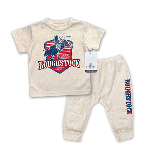 Feral Roughstock Club Infant Western 2-Piece Sleepwear Pajamas Oatmeal