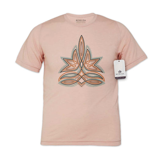 Western Boot Stitch Adult Unisex Western Tee T-Shirt Peach