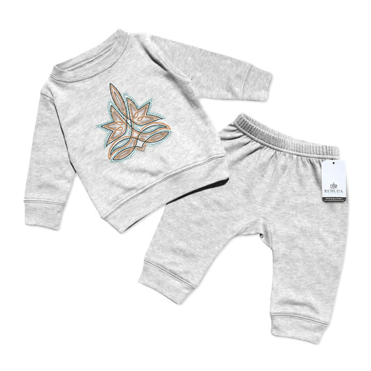 Western Boot Stitch Infant Western 2 Piece Sweatsuit Gray