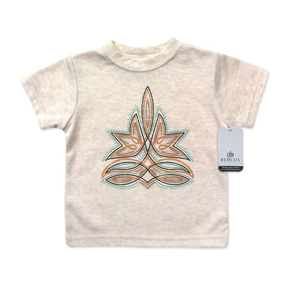Western Boot Stitch Infant Kids Tee T-Shirt Oatmeal