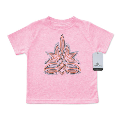 Western Boot Stitch Infant Kids Tee T-Shirt Pink
