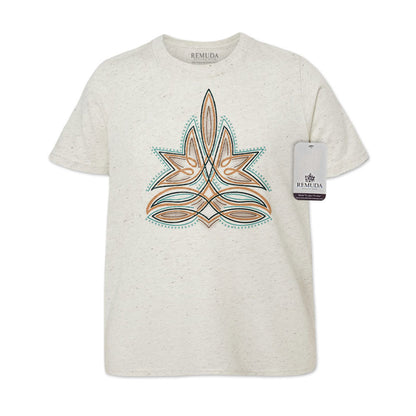 Western Boot Stitch Youth Western Kids Tee T-Shirt Oatmeal