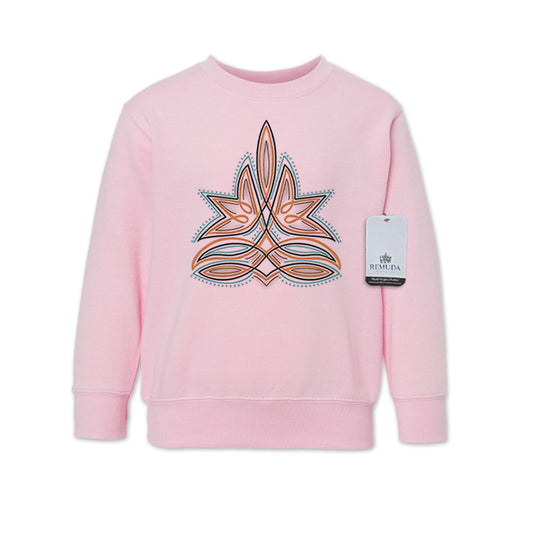 Western Boot Stitch Western Toddler Sweatshirt Pink