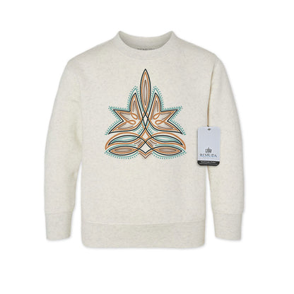 Western Boot Stitch Western Toddler Sweatshirt Oatmeal