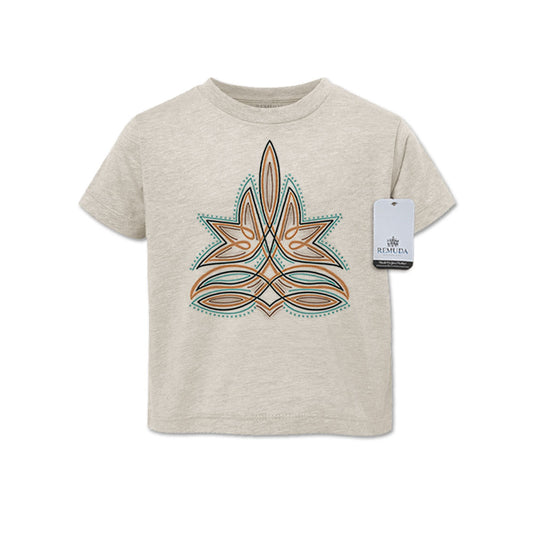 Western Boot Stitch Western Toddler Kids Tee T-Shirt Oatmeal