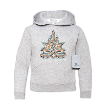 Western Boot Stitch Youth Kids Western Pullover Hoodie Ash Gray