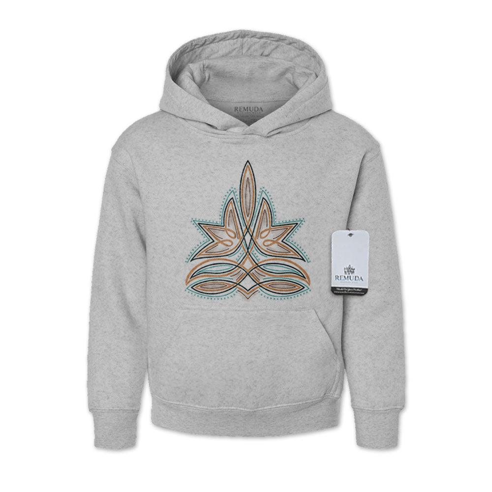 Western Boot Stitch Youth Kids Western Pullover Hoodie Heather Gray