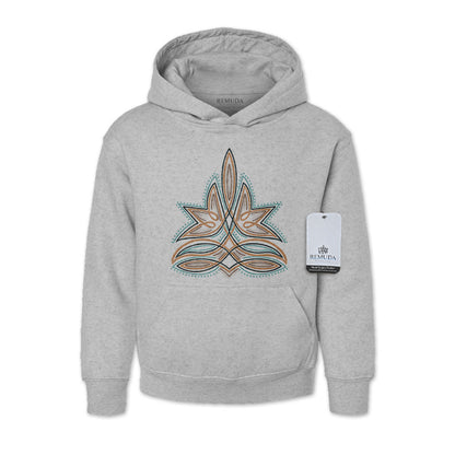 Western Boot Stitch Youth Kids Western Pullover Hoodie Heather Gray